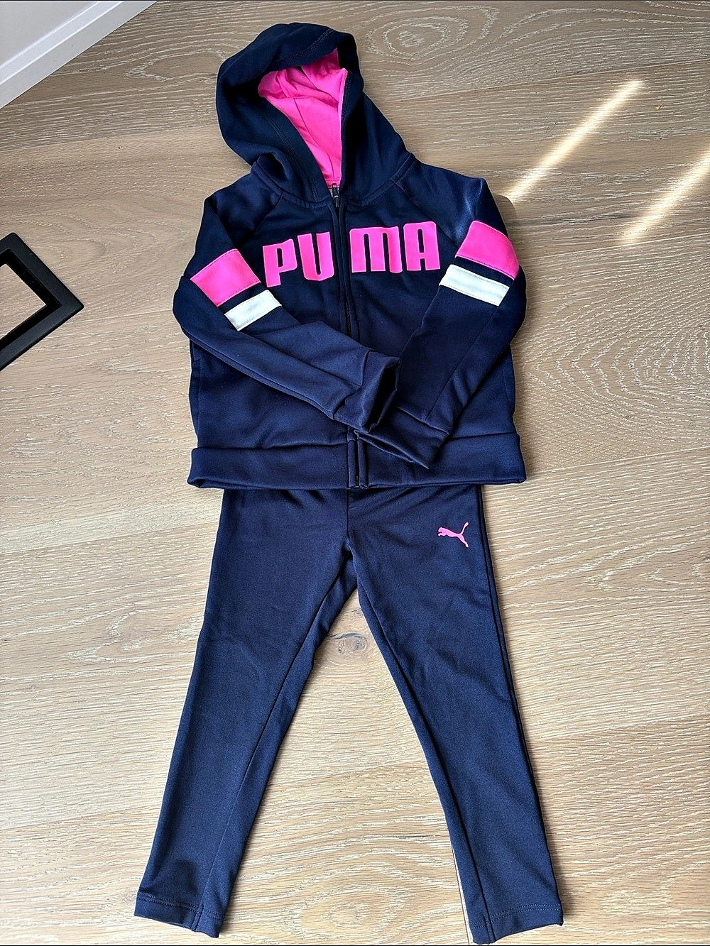 Puma Toddler Girls Track Jacket and Leggings Set Blue & Pink Girls Size 3